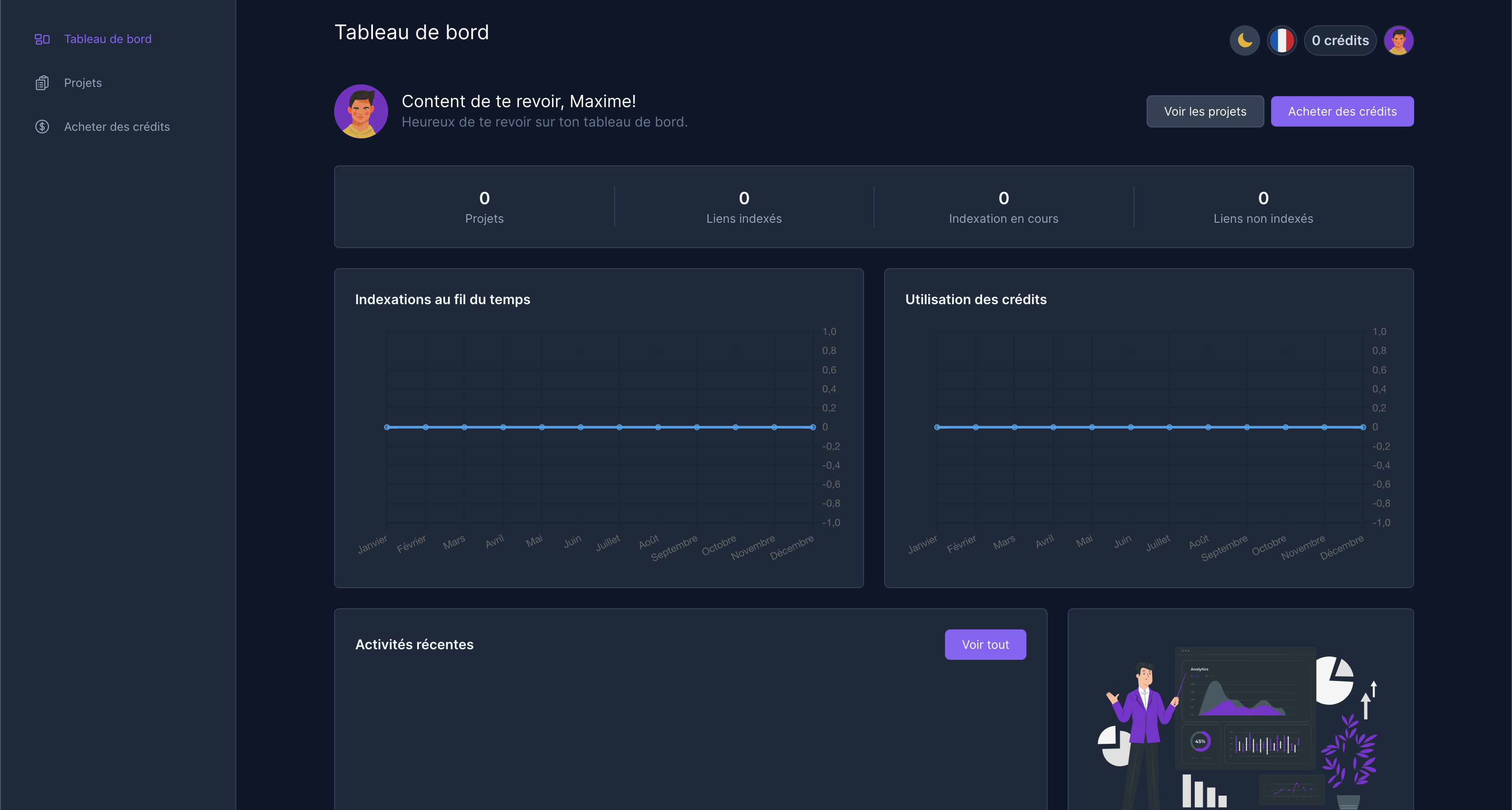 Capture d'écran de l'application MyIndexManager